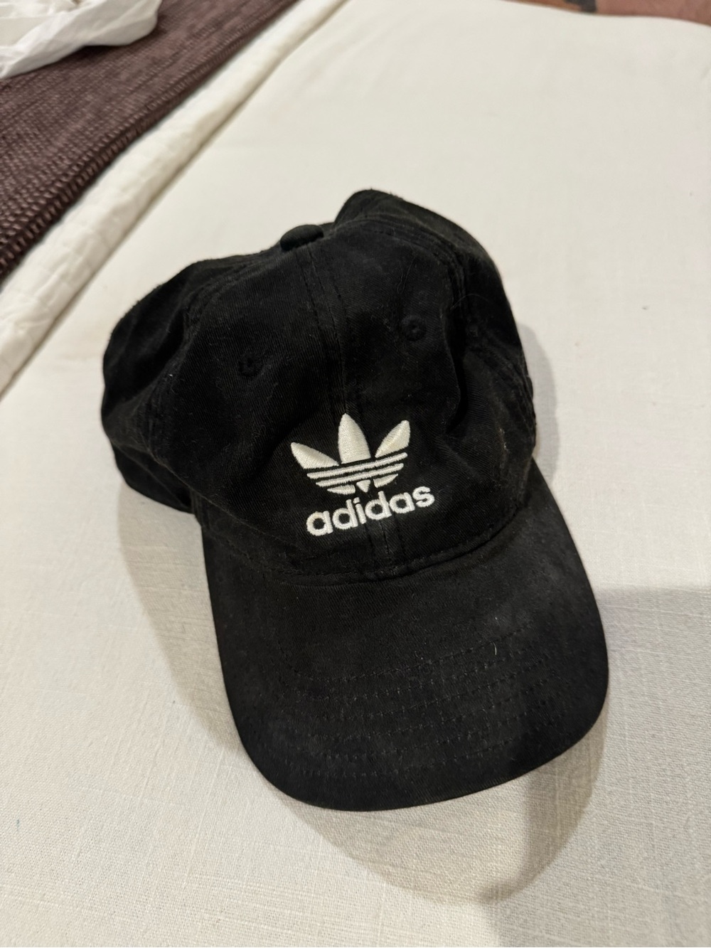 adidas Black Hat with White Trefoil Embroidery